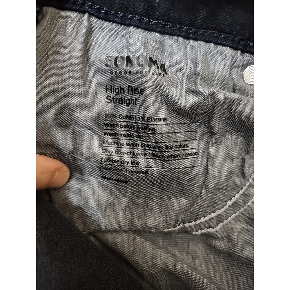 Sonoma High Rise Straight Jeans Womens 2 Petite Blue Dark Wash Stretch NEW - Picture 8 of 9